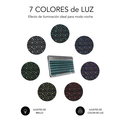 Tastiera BT retroilluminata Subblim - Spessore 6 mm - Connettività Bluetooth 3.0 - Tasti ad alta precisione - Batteria ricaricabile agli ioni di litio - Colore grigio