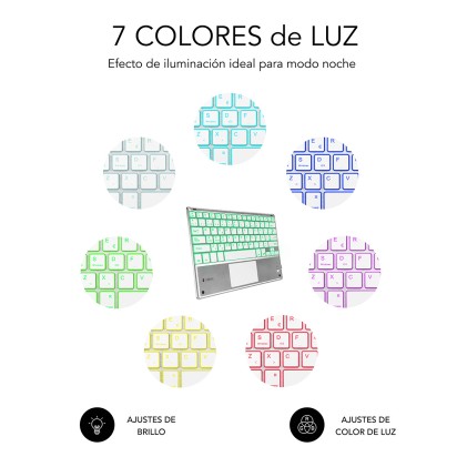 SUBBLIM TECLADO SMART BACKLIT TOUCHPAD BLUETOOTH SILVER QWERTY Spagnolo Argento, Bianco