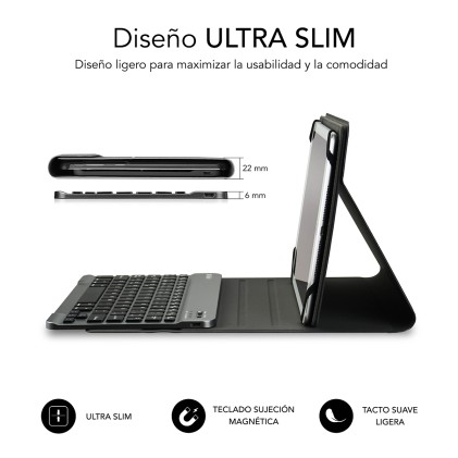 SUBBLIM SUB-KT2-BT0001 tastiera per dispositivo mobile QWERTY Spagnolo Bluetooth Nero