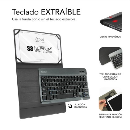 SUBBLIM SUB-KT2-BT0002 tastiera per dispositivo mobile Grigio Bluetooth QWERTY Spagnolo