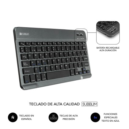 SUBBLIM SUB-KT2-BT0003 tastiera per dispositivo mobile QWERTY Spagnolo Bluetooth Rosso