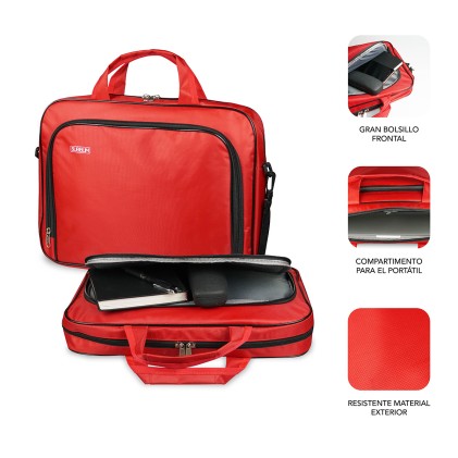 Subblim Estuche Oxford para portбtil - 410mm - Protecciуn reforzada - Gran capacidad de almacenamiento - Resistente al agua - Color Rojo