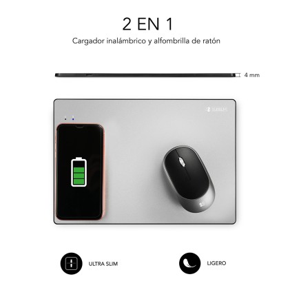 SUBBLIM SUB-MP-10WAL01 tappetino per mouse Alluminio, Nero