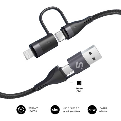 SUBBLIM SUBCAB-4IN101 cavo USB USB 2.0 1 m USB C Nero