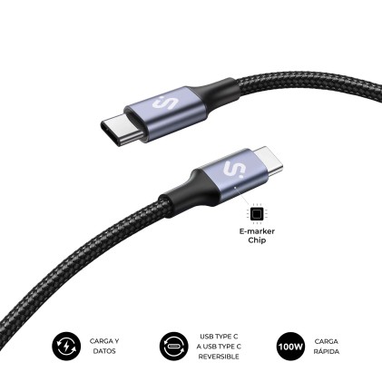SUBBLIM SUBCAB-C10001 cavo USB USB 2.0 1 m USB C Nero