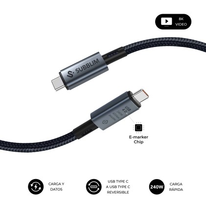 SUBBLIM SUBCAB-C24010 cavo USB USB4 Gen 3x2 1,5 m USB C Nero