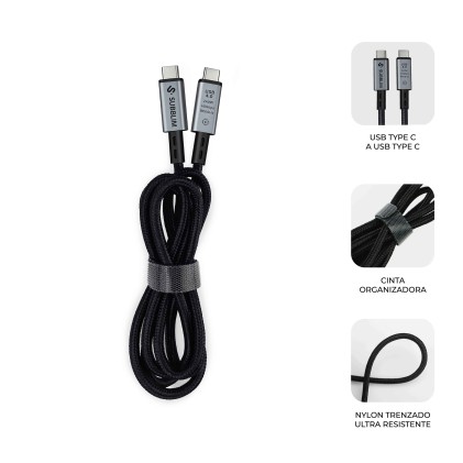 SUBBLIM SUBCAB-C24010 cavo USB USB4 Gen 3x2 1,5 m USB C Nero