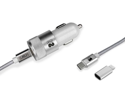 SUBBLIM SUBCHG-5CPD10 Caricabatterie per dispositivi mobili Smartphone Argento Accendisigari, USB Ricarica rapida Auto