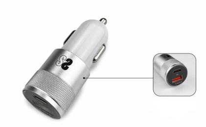 SUBBLIM SUBCHG-5CPD10 Caricabatterie per dispositivi mobili Smartphone Argento Accendisigari, USB Ricarica rapida Auto