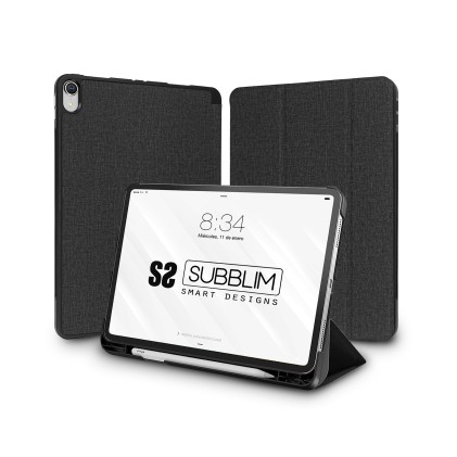 Custodia Subblim esclusiva per iPad 10a generazione 10,9 pollici - Custodia antiurto - Bordi rinforzati - Cover posteriore rigida - Design ultraleggero - Funzione stand - Spazio per Apple Pencil - Chiusura magnetica - Colore nero
