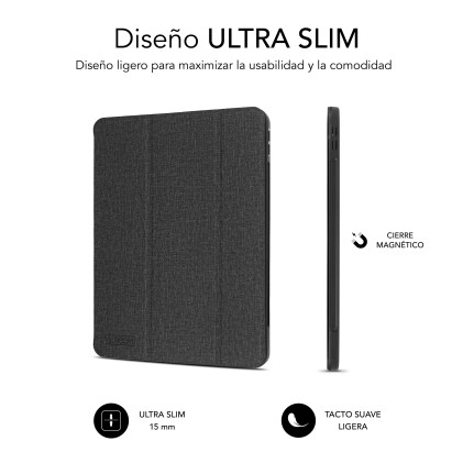 Custodia Subblim esclusiva per iPad 10a generazione 10,9 pollici - Custodia antiurto - Bordi rinforzati - Cover posteriore rigida - Design ultraleggero - Funzione stand - Spazio per Apple Pencil - Chiusura magnetica - Colore nero