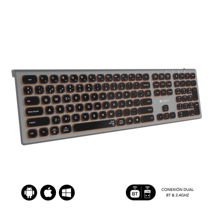 SUBBLIM SUBKB-3MIE310 tastiera Universale RF senza fili + Bluetooth QWERTY Spagnolo Nero, Grigio