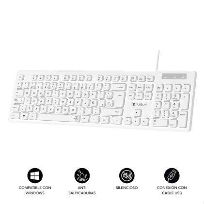 SUBBLIM SUBKBC-0SSK51 tastiera USB QWERTY Spagnolo Nero, Bianco