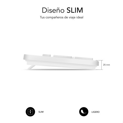 SUBBLIM SUBKBC-0SSK51 tastiera USB QWERTY Spagnolo Nero, Bianco