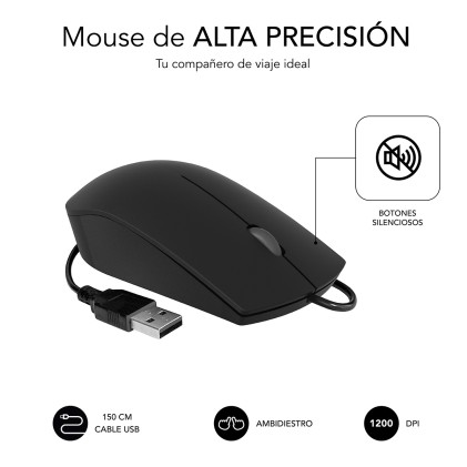 SUBBLIM SUBKBC-CSSK01 tastiera Mouse incluso USB QWERTY Spagnolo Nero