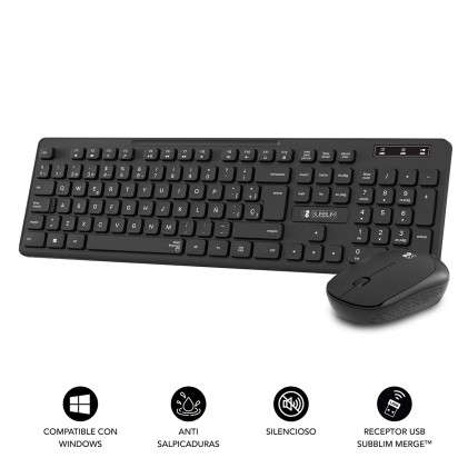 SUBBLIM SUBKBC-CSSW10 tastiera Mouse incluso Universale RF Wireless QWERTY Spagnolo Nero