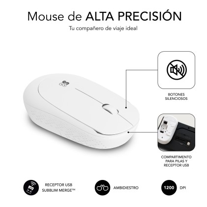 SUBBLIM SUBKBC-CSSW11 tastiera Mouse incluso RF Wireless QWERTY Spagnolo Bianco