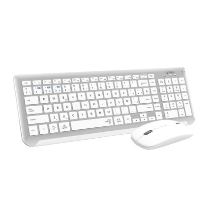 SUBBLIM SUBKBC-DCEP10 tastiera Mouse incluso Universale RF senza fili + Bluetooth QWERTY Spagnolo Argento, Bianco