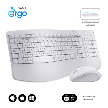 SUBBLIM SUBKBC-DCOPW1 tastiera Mouse incluso Casa/ufficio RF senza fili + Bluetooth QWERTY Spagnolo Bianco