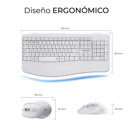 SUBBLIM SUBKBC-DCOPW1 tastiera Mouse incluso Casa/ufficio RF senza fili + Bluetooth QWERTY Spagnolo Bianco
