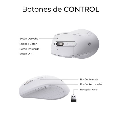 SUBBLIM SUBKBC-DCOPW1 tastiera Mouse incluso Casa/ufficio RF senza fili + Bluetooth QWERTY Spagnolo Bianco