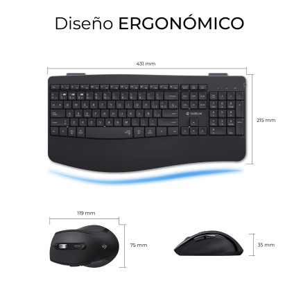 SUBBLIM SUBKBC-DCOPW2 tastiera Mouse incluso Casa/ufficio RF senza fili + Bluetooth QWERTY Spagnolo Nero