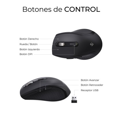 SUBBLIM SUBKBC-DCOPW2 tastiera Mouse incluso Casa/ufficio RF senza fili + Bluetooth QWERTY Spagnolo Nero