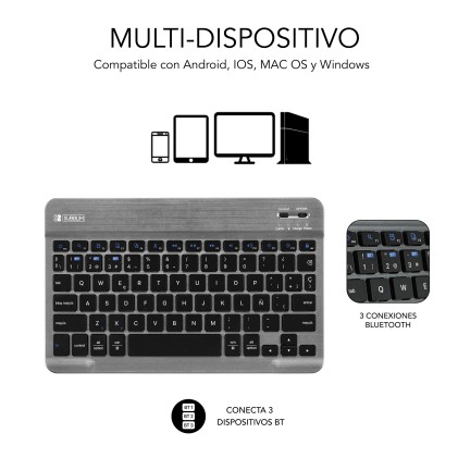 SUBBLIM SUBKT3-BTS060 tastiera per dispositivo mobile QWERTY Spagnolo Bluetooth Nero