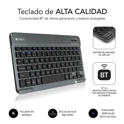 SUBBLIM SUBKT3-BTS060 tastiera per dispositivo mobile QWERTY Spagnolo Bluetooth Nero