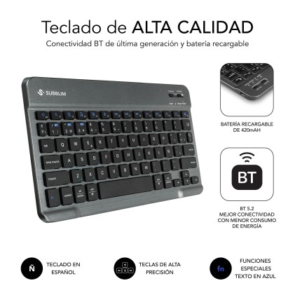 SUBBLIM SUBKT3-BTS070 custodia per tablet 27,9 cm (11") Custodia flip a libro Nero