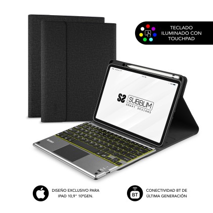 SUBBLIM Funda Tablet KEYTAB ProBT Touchpad Ipad 10,9/11 10a/11a Gen NEGRA