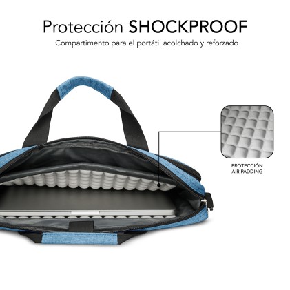Subblim Maletin para Portatiles de hasta 15.6 Pulgadas - Proteccion Air Padding - Resistente Poliester Oxford - Repelente de Liquidos - Color Azul