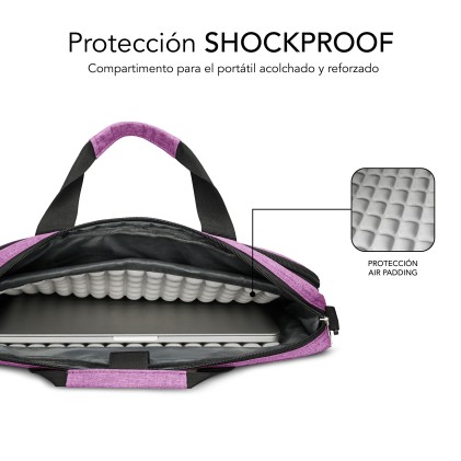 Subblim Maletin para Portatiles de hasta 15.6 Pulgadas - Proteccion Air Padding - Resistente Poliester Oxford - Repelente de Liquidos - Color Rosa