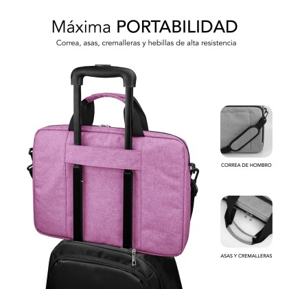 Subblim Maletin para Portatiles de hasta 15.6 Pulgadas - Proteccion Air Padding - Resistente Poliester Oxford - Repelente de Liquidos - Color Rosa