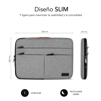 SUBBLIM SUBLS-AP36002 borsa per laptop 35,6 cm (14") Custodia a tasca Grigio