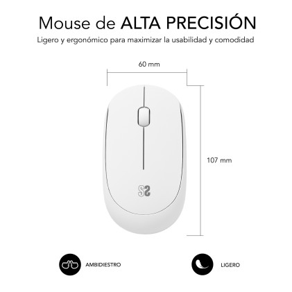 SUBBLIM SUBMO-B2SW011 mouse Ambidestro RF Wireless Ottico 1200 DPI