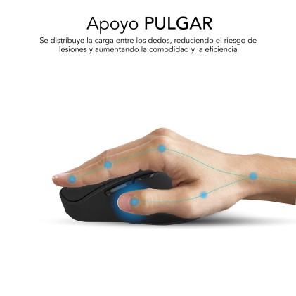 Subblim Comfort Ergo Dual Mouse Wireless - Bluetooth, USB 2.4GHz 2400dpi - 5 Pulsanti - Uso per Destrimani - Nero