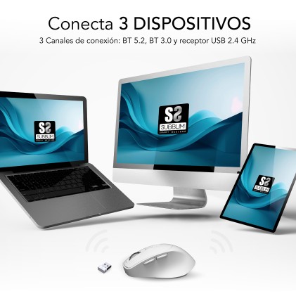 Mouse Universale Mano destra Bluetooth + USB Type-A Ottico 2400 DPI