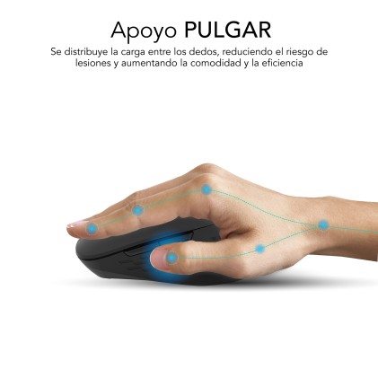 Mouse wireless Subblim Curve Ergo Dual - Bluetooth, USB 2.4GHz 1600dpi - 5 pulsanti - Uso per destrimani - Nero