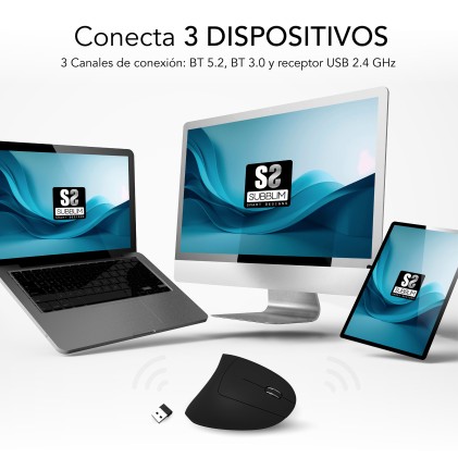 Mouse Universale Mano destra Bluetooth + USB Type-A Ottico 1600 DPI
