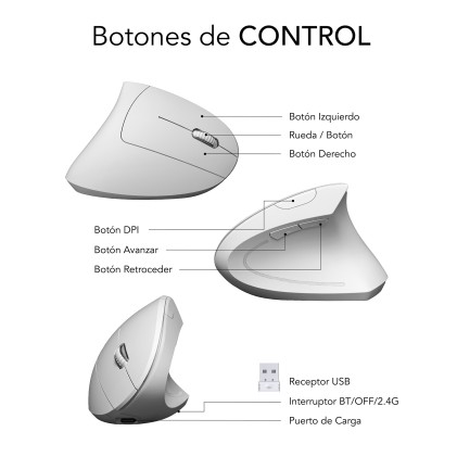 Mouse Universale Mano destra Bluetooth + USB Type-A Ottico 1600 DPI