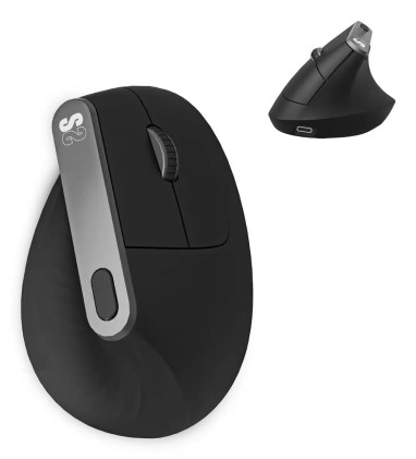 Subblim Nature Vertical Ergo Dual Bluetooth, USB 2.4Ghz 4000dpi Mouse verticale - 5 pulsanti - Uso per destrimani - Nero