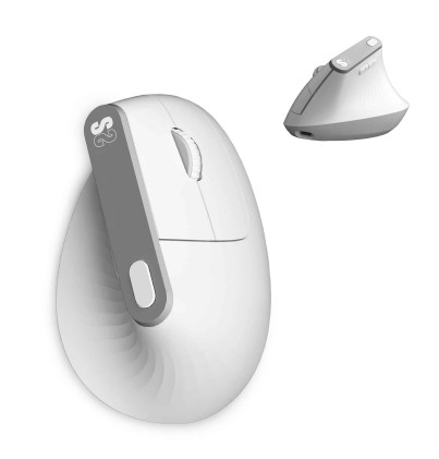 Subblim Nature Vertical Ergo Dual Bluetooth, USB 2.4Ghz 4000dpi Mouse verticale - 5 pulsanti - Uso per destrimani - Bianco