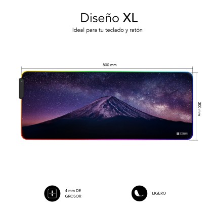 SUBBLIM SUBMP-02RGB11 tappetino per mouse Tappetino per mouse per gioco da computer Nero, Multicolore