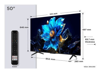TCL P7K Serie Smart TV QLED 4K 50" 50P7K, Dolby Vision - Atmos, HDR10+, Google TV