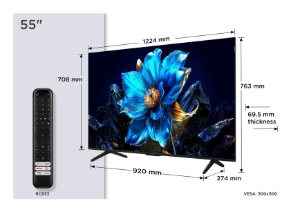 TCL P7K Serie Smart TV QLED 4K 55" 55P7K, Dolby Vision - Atmos, HDR10+, Google TV