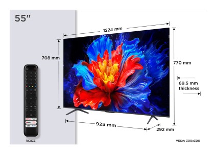 TCL P8K Serie Smart TV QLED 4K 55" 55P8K, 144Hz, audio Onkyo 2.1, Dolby Vision & Atmos, Google TV