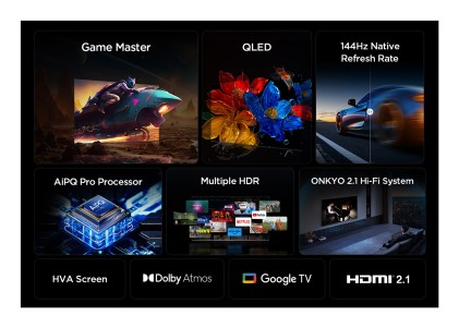 TCL P8K Serie Smart TV QLED 4K 55" 55P8K, 144Hz, audio Onkyo 2.1, Dolby Vision & Atmos, Google TV