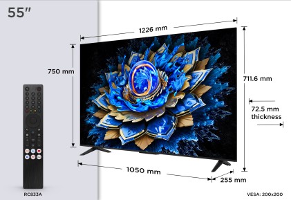 TCL T69C 55T69C 50" QLED, TV Direct LED, TV 4K HDR, Smart TV alimentata da Google TV (Dolby Vision & Atmos, Game Master, Motion Clarity, compatibile con Google Assistant e Alexa)