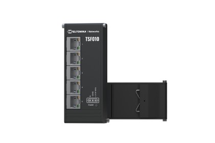 Teltonika NETWORKS TSF010 Flat Ethernet Switch Non gestito Fast Ethernet (10/100) DIN rail Nero
